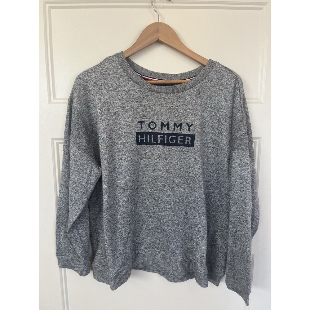 Tommy Hilfiger Gray Logo Graphic Crewneck Pullover Sweatshirt Women's Plus 1X
